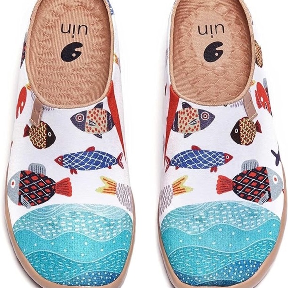 UIN Women's Slip On Mules Comfortable Flat Lightweight Clog - Happy Fish - US7.5 - Picture 5 of 6